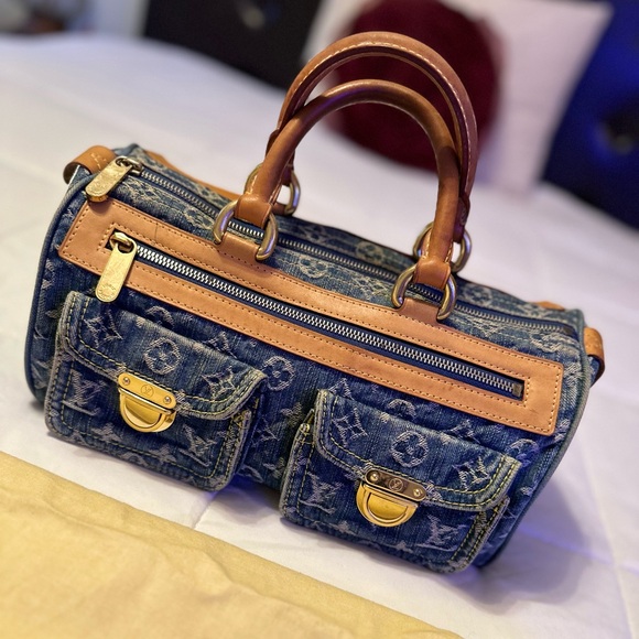 AUTHENTIC LOUIS VUITTON NEO SPEEDY DENIM HANDBAG - Picture 7 of 16